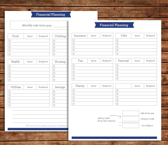 personal financial planning worksheets