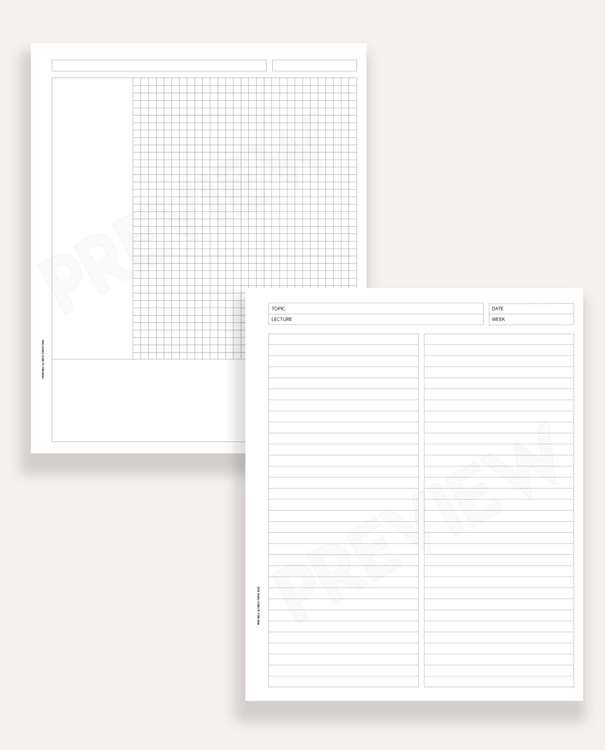 Printable Note Taking Sheets